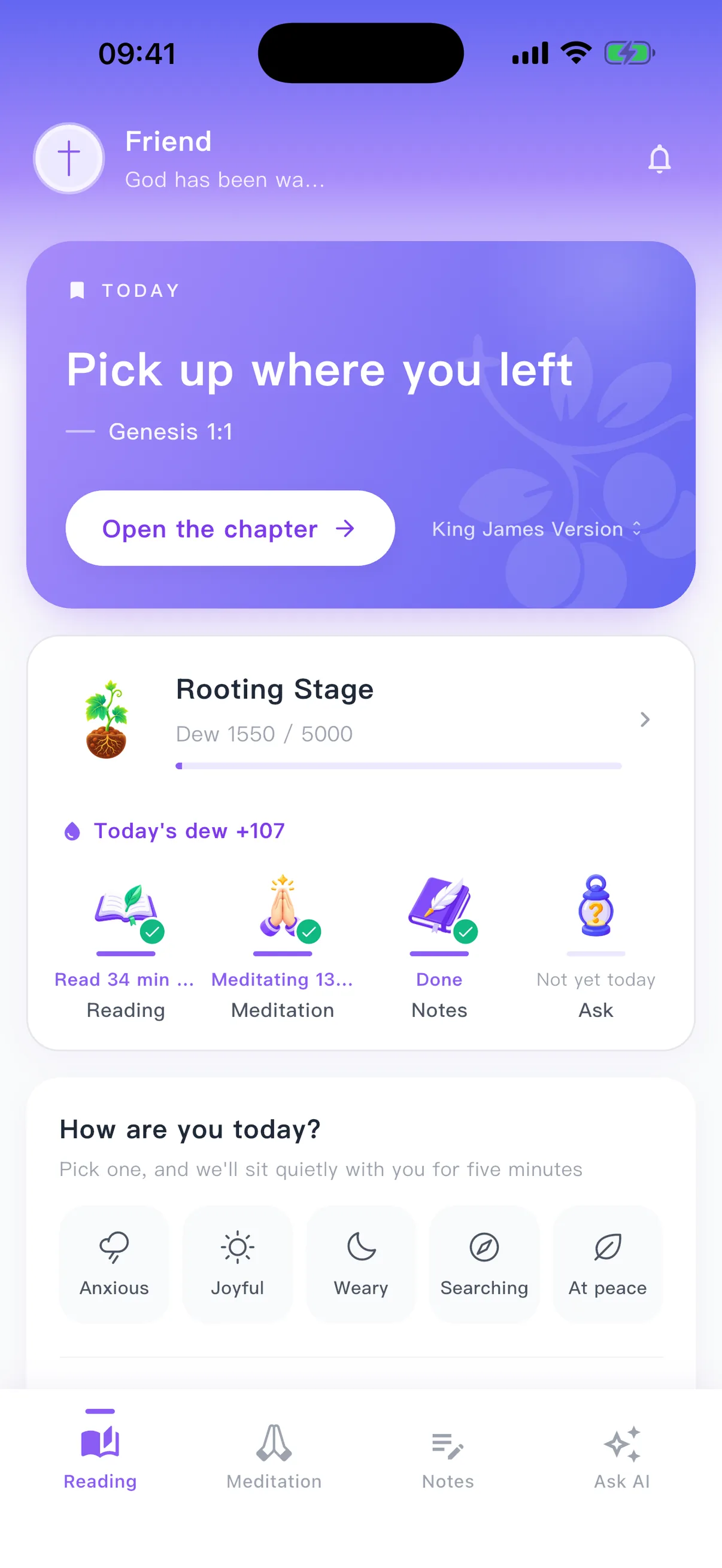 Vine Bible home screen
